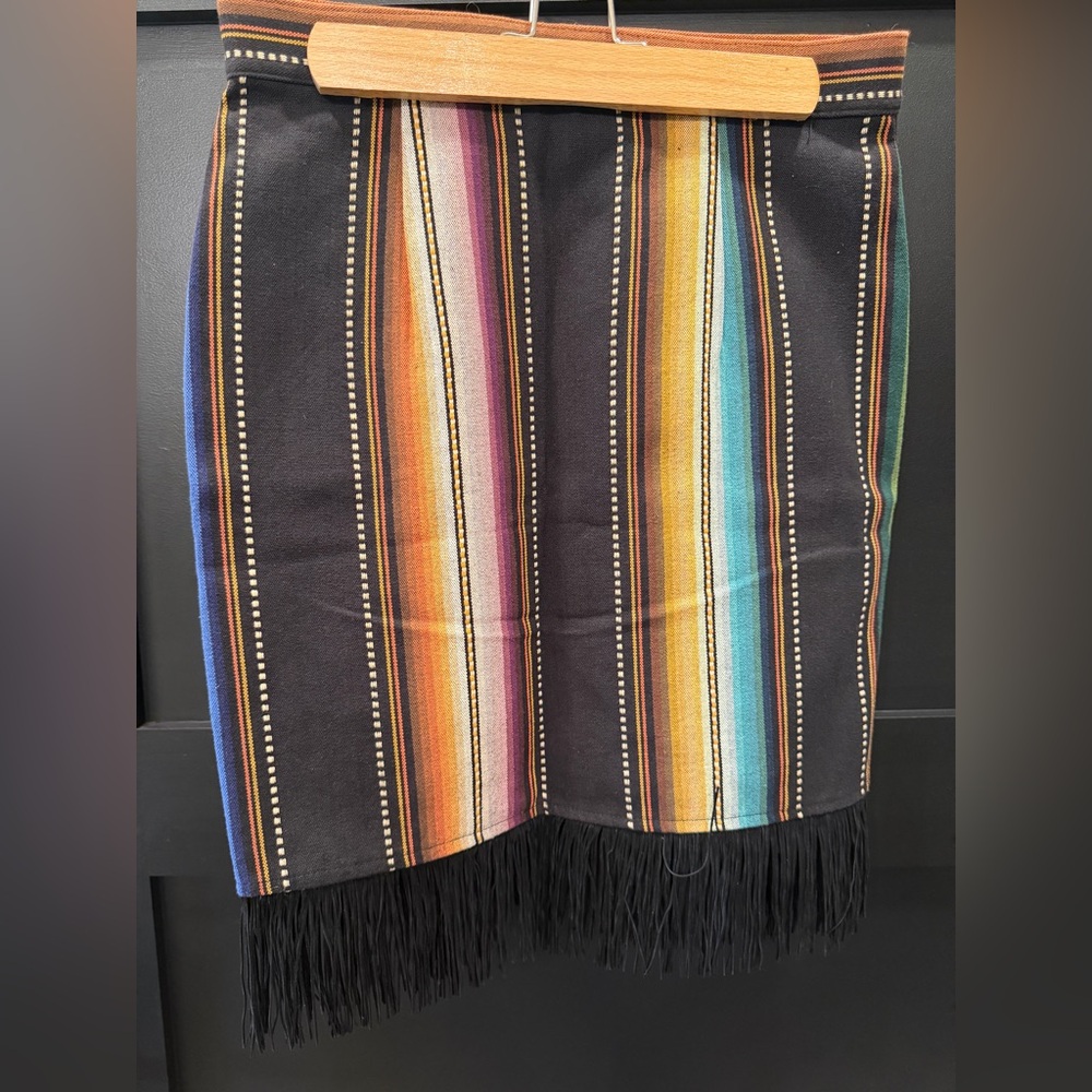 Striped Multicolor Fringe Skirt